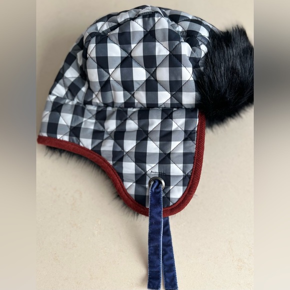 🔥PISTIL Black & White Check RAVE Black Faux Fur Earflap TRAPPER HAT |Women’s OS - Picture 3 of 16